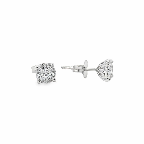Shine Bright 14K White Gold Diamond Cluster Stud Earrings - 0.30ct