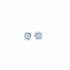 Delicate Edge Statement Edge 14K White Gold Diamond Cluster Stud Earrings - 1.75ct