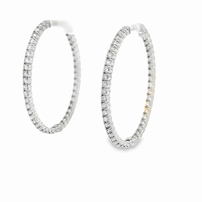 14K White Gold Diamond Inside-Out Hoops - 5.09 Carats Dressed Look Brunch Date
