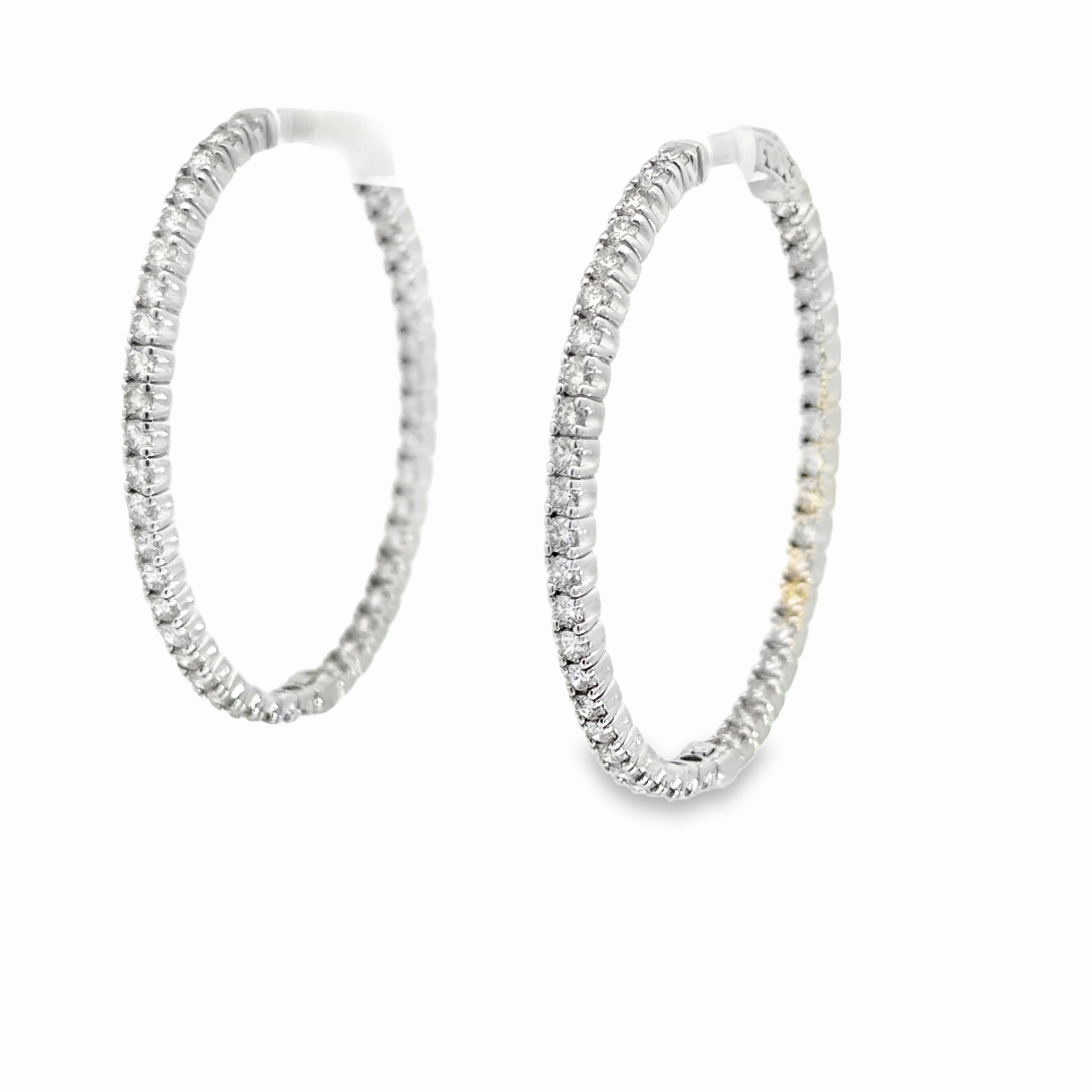 14K White Gold Diamond Inside-Out Hoops - 5.09 Carats Dressed Look Brunch Date