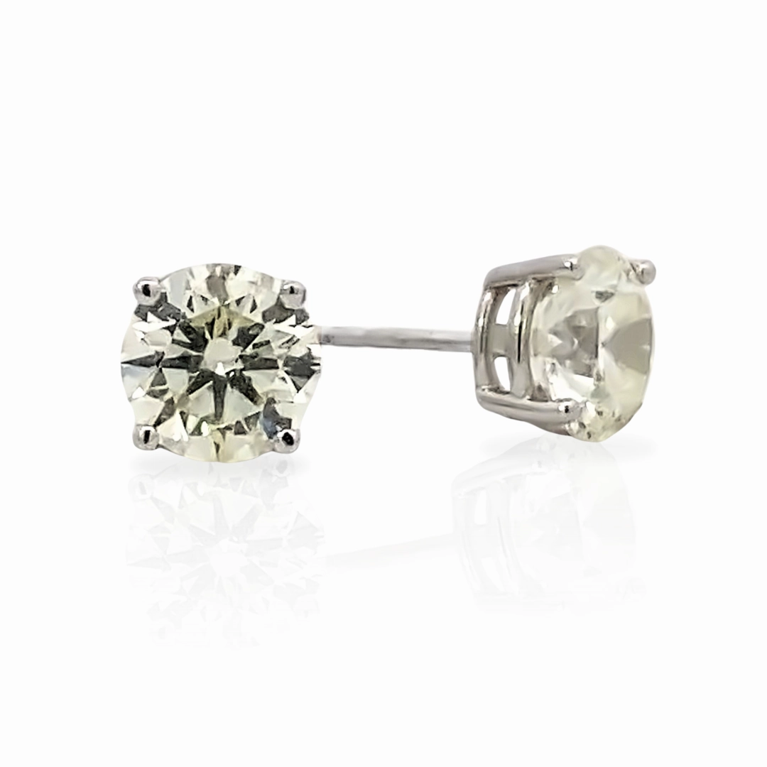 Luxury Layer 14K White Gold Diamond Solitaire Stud Earrings - 3 Carat