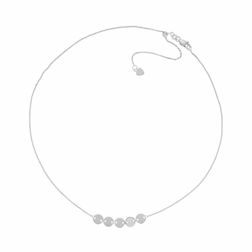 Gift For Wife 14k White Gold Disk Chain Necklace Adjustable Length