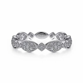 Natural Spark 14K White Gold Marquise Station Cluster Diamond Stackable Ring