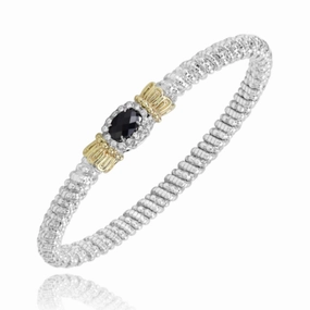 Timeless Features 14K Yellow Gold and Sterling Silver Diamond Bangle Bracelet