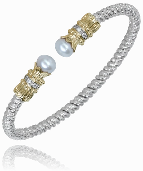 Signature Touch Gleaming Glow 14K Yellow Gold and Sterling Silver Diamond Bangle Bracelet