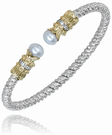 Signature Touch Gleaming Glow 14K Yellow Gold and Sterling Silver Diamond Bangle Bracelet