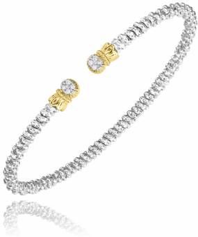 14K Yellow Gold and Sterling Silver Diamond Bangle Bracelet Casual accessory Fashion Statement