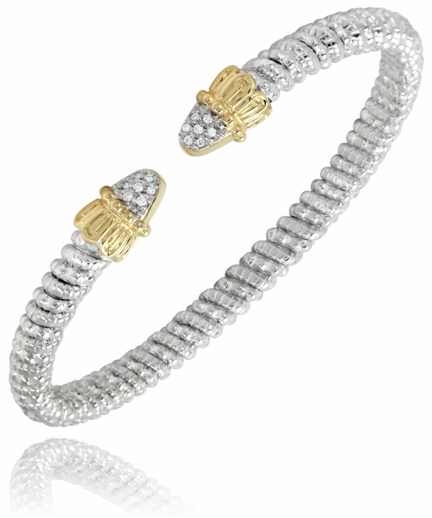 Urban Highlight 14K Yellow Gold and Sterling Silver Diamond Bangle Bracelet