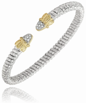 Urban Highlight 14K Yellow Gold and Sterling Silver Diamond Bangle Bracelet