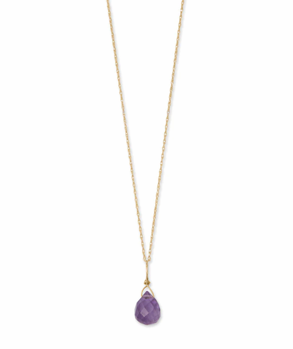 Attractive item 14k Yellow Gold Birthstone Necklace with Amethyst - February