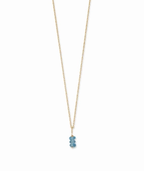14k Yellow Gold Birthstone Necklace with Blue Topaz - December Office Outfit Effortless Present