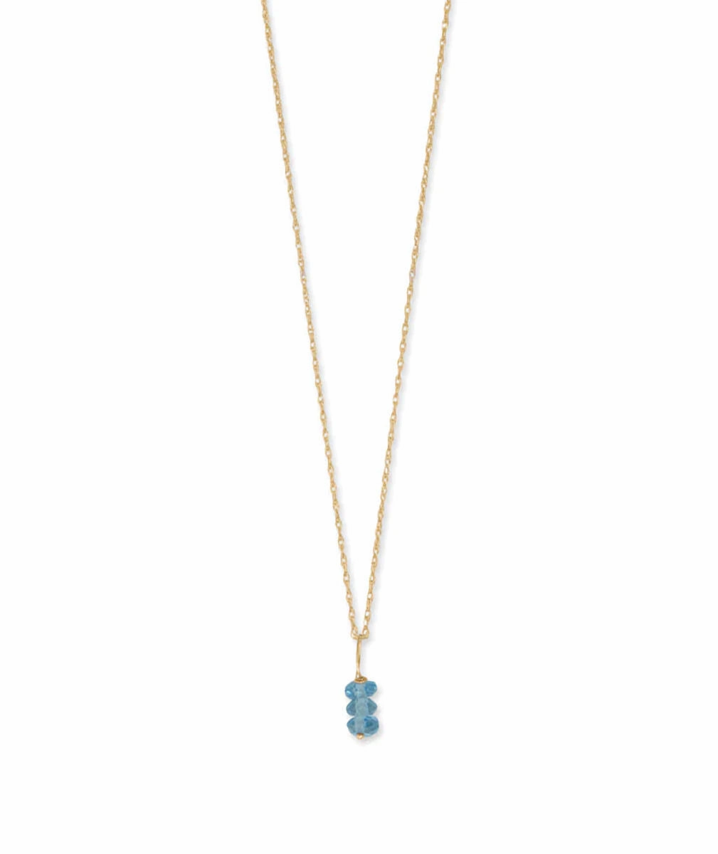 14k Yellow Gold Birthstone Necklace with Blue Topaz - December Office Outfit Effortless Present
