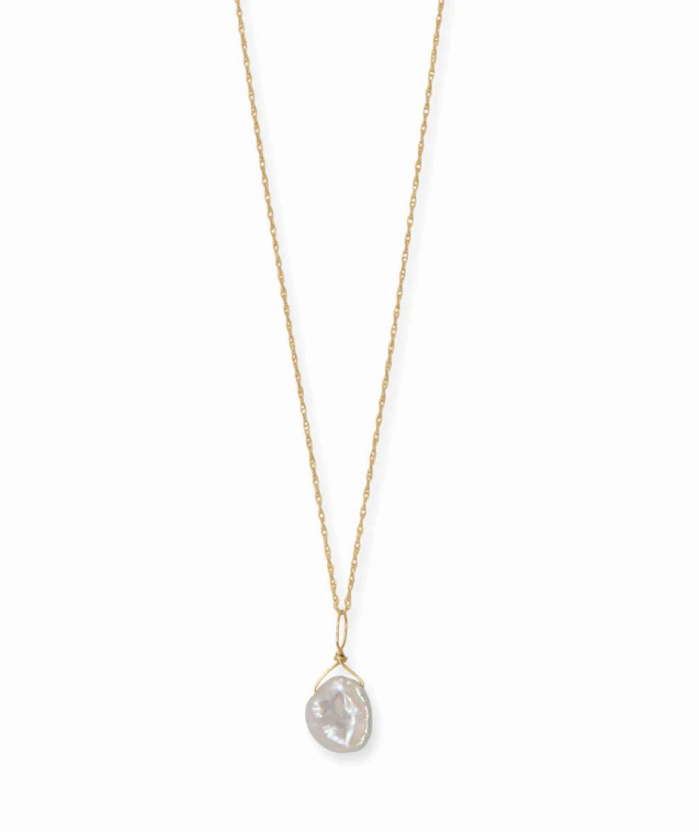 Trend Focus Comfortable Ornament 14k Yellow Gold Birthstone Necklace with Cultured Freshwater Pearl - June