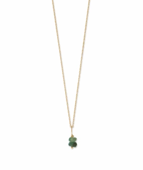 14k Yellow Gold Birthstone Necklace with Emerald - May Enhancing Item Artisan Style