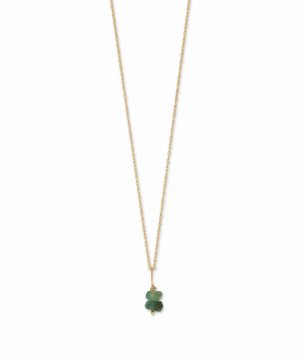 14k Yellow Gold Birthstone Necklace with Emerald - May Enhancing Item Artisan Style