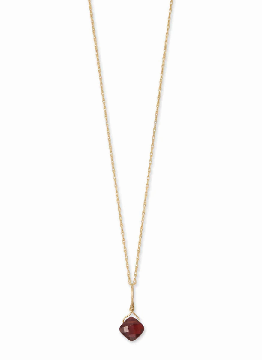 Urban Teen 14k Yellow Gold Birthstone Necklace with Garnet - January