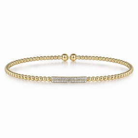 elegant design Elegant Fit 14K Yellow Gold Bujukan Bead Bangle with Diamonds