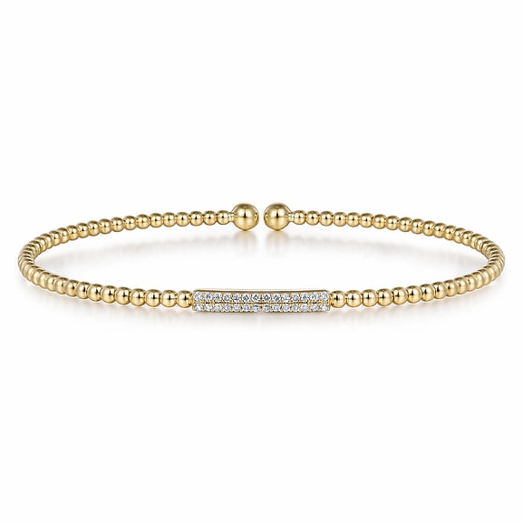 elegant design Elegant Fit 14K Yellow Gold Bujukan Bead Bangle with Diamonds