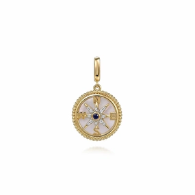 Party Vibe 14K Yellow Gold Bujukan Diamond Starburst & Mother of Pearl Medallion Pendant