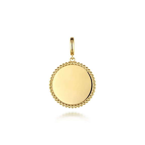 Gentle Accent 14K Yellow Gold Bujukan Round Personalized Medallion Pendant