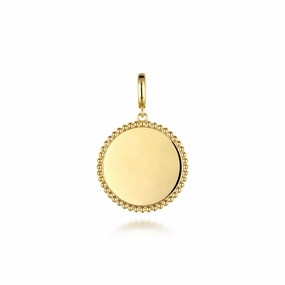 Gentle Accent 14K Yellow Gold Bujukan Round Personalized Medallion Pendant