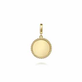 14K Yellow Gold Bujukan Round Personalized Medallion Pendant Radiant Gifts
