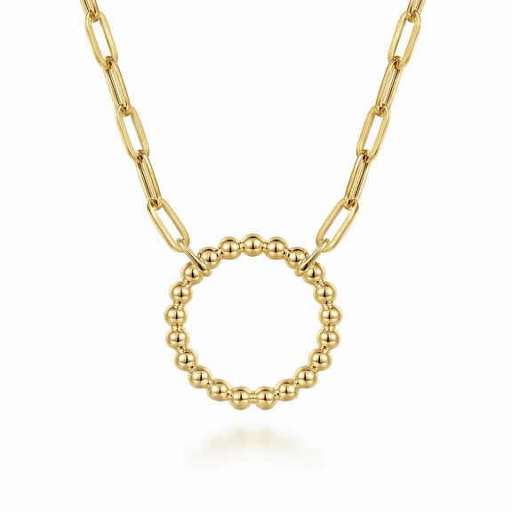 Delicate Mood 14K Yellow Gold Chain Necklace with Bujukan Circle