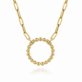 Delicate Mood 14K Yellow Gold Chain Necklace with Bujukan Circle