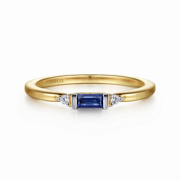 Timeless Wardrobe 14K Yellow Gold Diamond and Blue Sapphire Stackable Ring