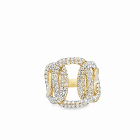 Casual Detail 14K Yellow Gold Diamond Link Ring - 1.80 Carats
