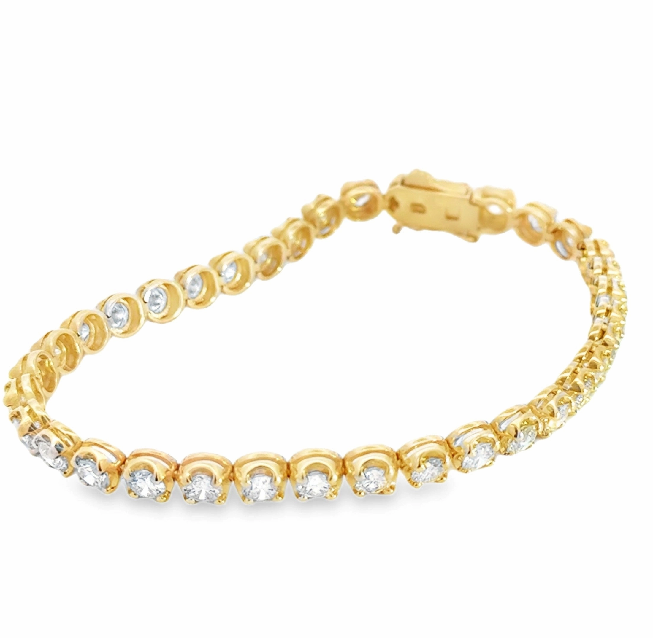 Luxe Accent Warm Light 14K Yellow Gold Diamond Tennis Bracelet - 6.53 Carats