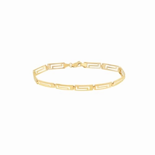 14k Yellow Gold Greek Key Link Bracelet Mens or Womens 7.75 inches Globally Adored