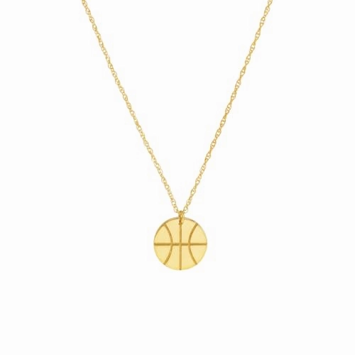 Signifying Item 14k Yellow Gold Mini Basketball Pendant Necklace