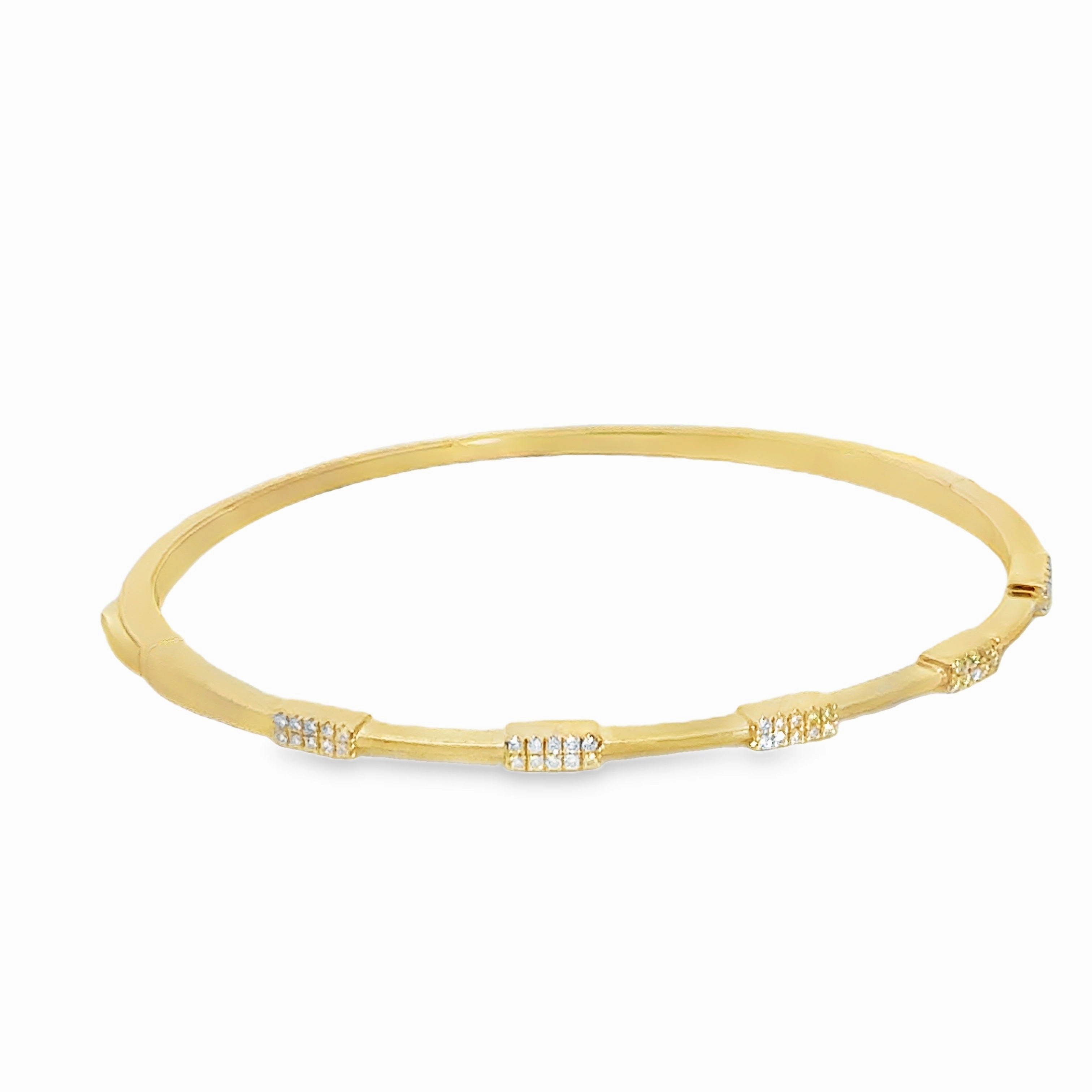 14K Yellow Gold Stackable Collection Diamond Bangle Classic Detailing