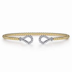 14K Yellow-White Gold Bujukan Diamond Teardrops Bangle Occasion Accent Premium Look
