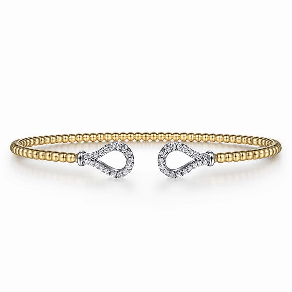 14K Yellow-White Gold Bujukan Diamond Teardrops Bangle Occasion Accent Premium Look