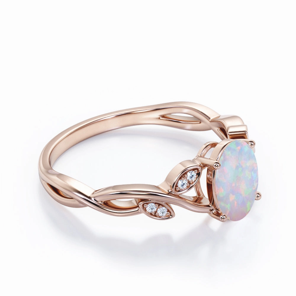 Amazing Art 1.10 Ct Oval Cut Lab Created Opal Infinity Engagement Ring