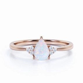 Shiny Accessory Family Present 1.15 Ct Pear Cut Lab Created Opal Seven Stone Engagement Ring