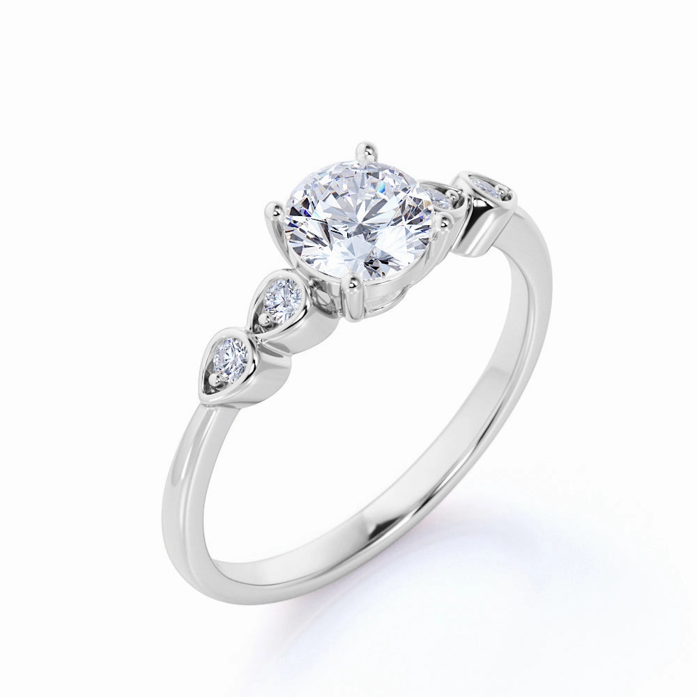 1.15 CT Round Shaped Certified Lab Grown Diamond Five Stone Engagement ring in White Gold Fashion Touch Sweet Present