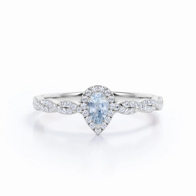 Secure Statement Artisan Design 1.20 ct Pear Aquamarine Halo Infinity Engagement Ring