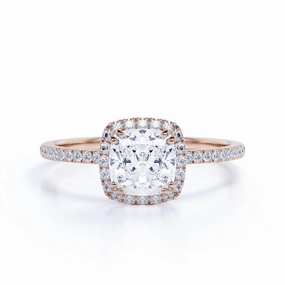 1.25 Carat Cushion Cut Moissanite Halo Engagement Ring Set Modern Insignia Wonderful Accessory