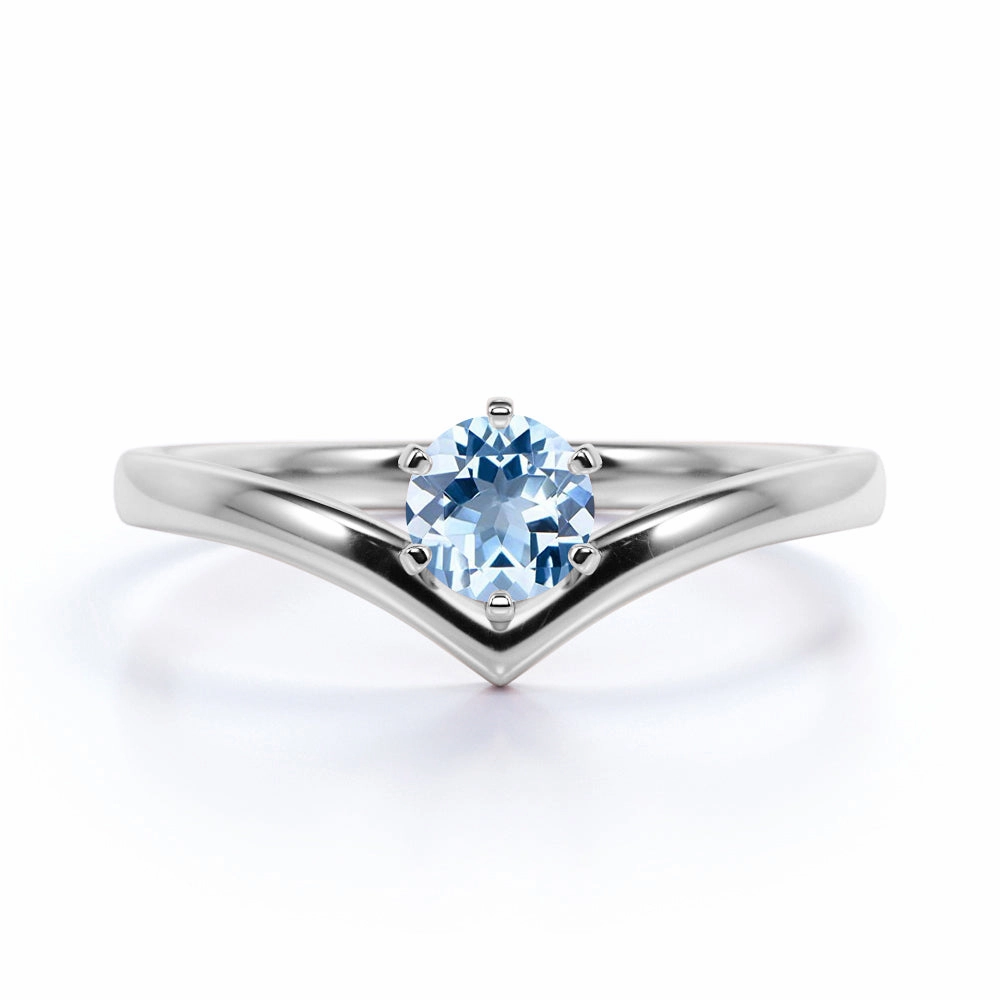 1.25 ct Round Aquamarine Solitaire Tiara Engagement Ring Popular Trend
