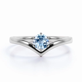 1.25 ct Round Aquamarine Solitaire Tiara Engagement Ring Popular Trend