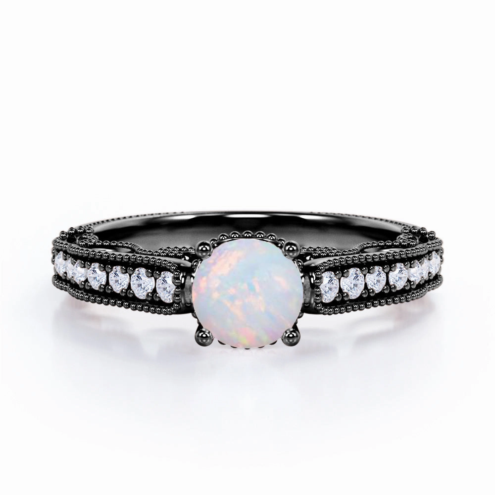 1.25 Ct Round Cut Lab Created Opal Vintage Engagement Ring Low-Cost Item