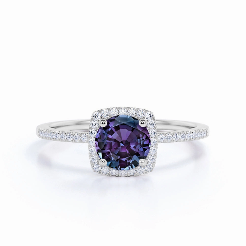 1.25 Ct Round Lab Alexandrite Halo Engagement Ring Eternal Product