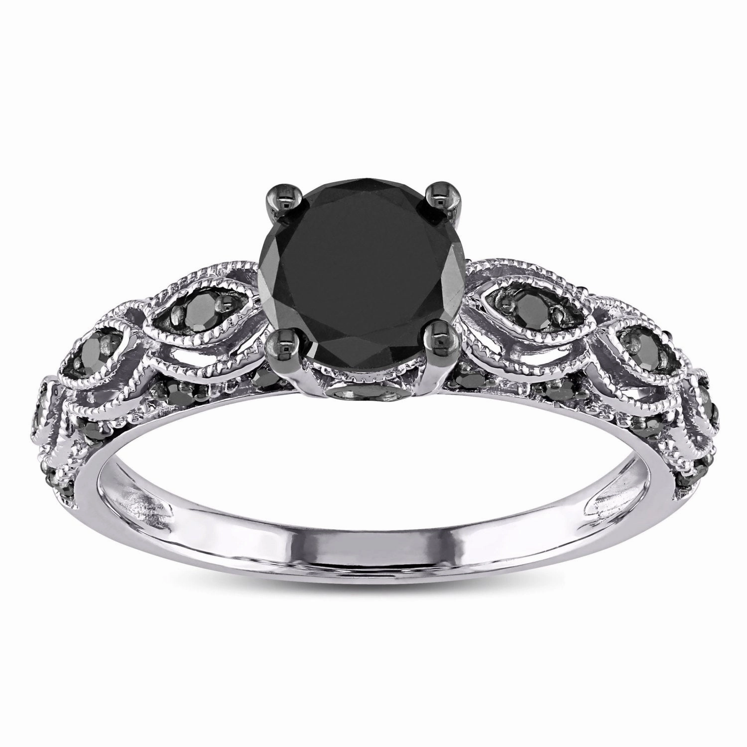 1.25 ct Round Lab Black Diamond Engagement Ring All Age
