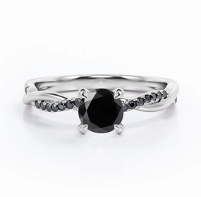 1.25 ct Round Lab Black Diamond Infinity Twisted Engagement Ring Simple Sign