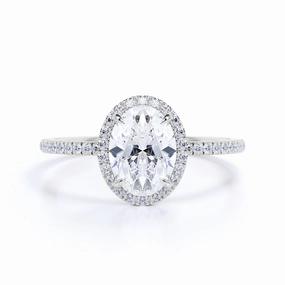 1.50 Carat Oval Cut Moissanite Halo Engagement Ring Future Classic Superior Craftsmanship