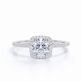 1.50 Carat Round Cut Moissanite  Halo Engagement Ring Fashionable Article