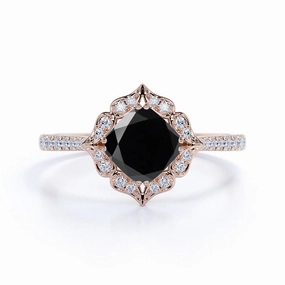1.50 ct Cushion Lab Black Diamond Halo Engagement Ring Romantic Mood Formal Outfit